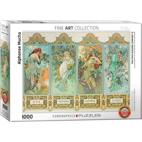 Eurographics: Four Seasons by Alphonse Maria Mucha - 1000 Piece Puzzle - Adult Jigsaw, 19.25" x 26.6" Assembled, Fine Art Print, Recycled Materials