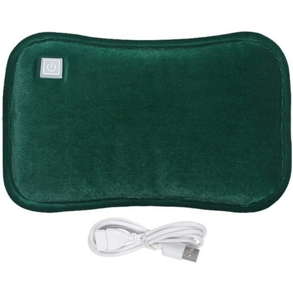 Winter Portable Electric USB Hot Water Bottle with Plush Case (Green) Green