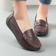 thumbnail image 2 of Womens Coffee Loafers Casual Slip On Penny Loafers Comfortable PU Faux Leather Non-Slip Wedge Shoes,Size 6, 2 of 6