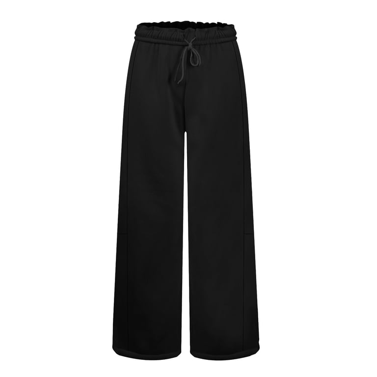 Efsteb Womens Sweatpants Wide Leg Drawstring Y2k Baggy Straight 