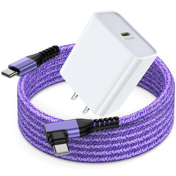 USB C Charger Block,ABCPOW 35W PD USB C Wall Charger Adapter Plug Brick Fast Charging Block with 1pc Right Angle PD USB C Cable 6ft Type C Charger Cable 6ft Phone Cords Type C Android Charger Block