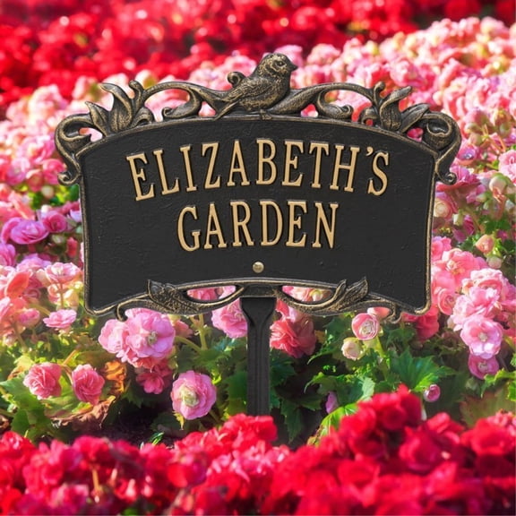 Song Bird Garden Personalized Lawn Plaque - Black/Gold