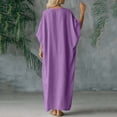 thumbnail image 5 of GUACER Womens Kaftan Maxi Dress Fashion Cotton Linen V Neck Boho Long Dress with Side Slit Loose Fit Beach Coverups, 5 of 6