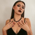 thumbnail image 3 of Gargantilla gótica de mariposa negra, collares góticos de 2 niveles, cadenas punk en capas, collares para disfraces de Halloween para mujeres y niñas, 3 of 5