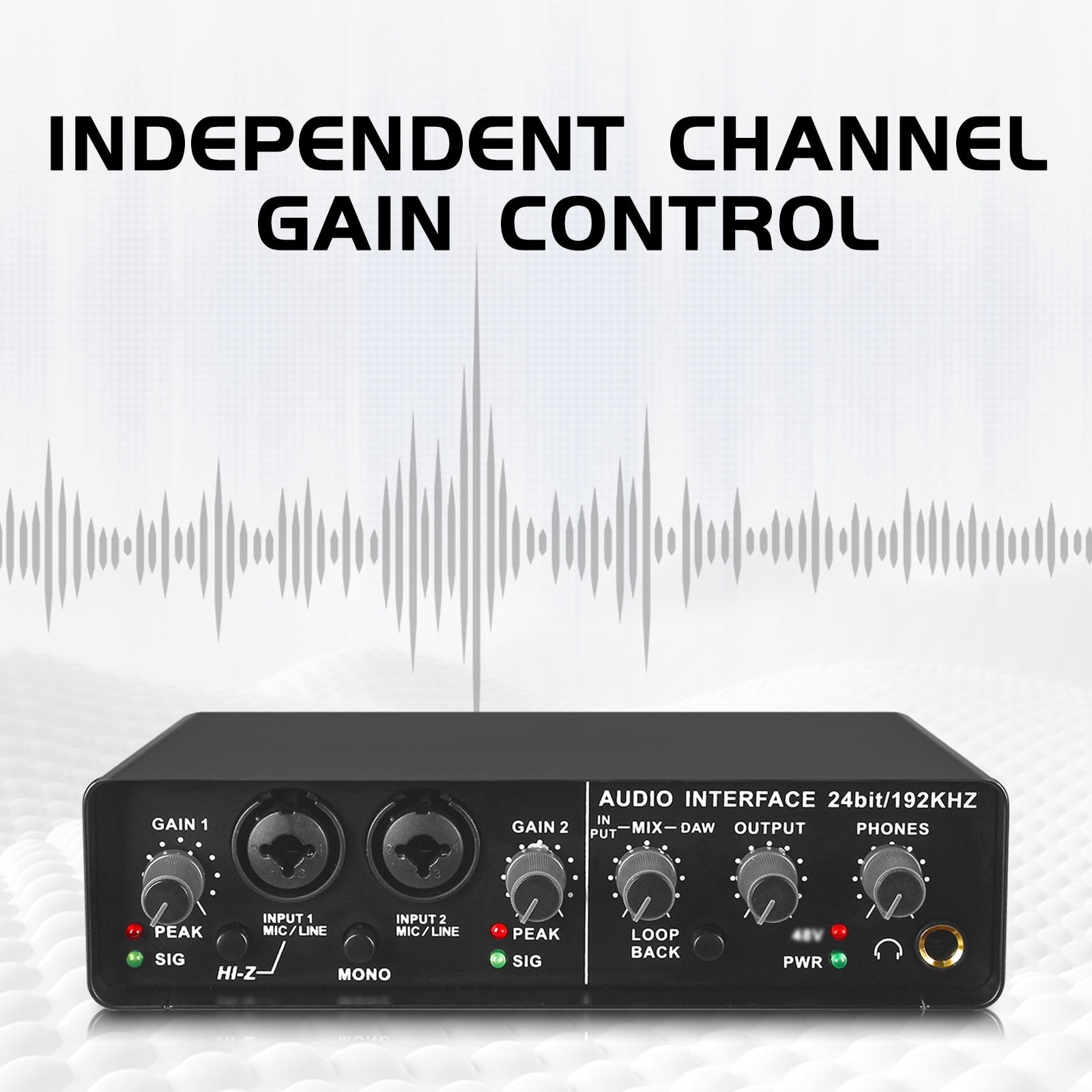 2-Channel USB Audio Interface | 24-bit/192kHz, Low Latency, Dual 48V Phantom Power, Ultra-Low Noise, Studio-Grade Sound for Home Studios, Podcasts, Live Broadcasts |, Metal, USB Powered