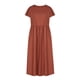 thumbnail image 4 of Vestido largo de manga corta con cuello redondo de color sólido de lino y algodón de verano informal para mujer Pompotops ghjkhdj11742, 4 of 8