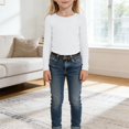 thumbnail image 6 of LIJCC Ribbed Round Neck Top, Children's Girl's T-Shirt, Slim Fit Casual Basic Top Long Sleeved Shirt Pullover(White,7-8 Years), 6 of 7