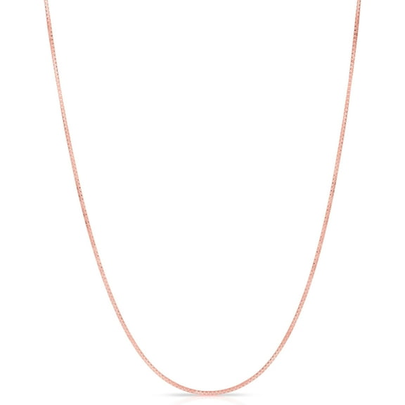 Floreo 14k Rose Gold 0.6mm Solid Box Chain Link Necklace with Spring Ring Closure 16 Inch