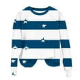 thumbnail image 6 of YUGYXL Women’s Striped Star Sweatshirt Long Sleeve Crewneck Casual Pullover Tops Fall Winter Shirt Blue L, 6 of 7
