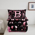 thumbnail image 5 of Manfei Lovely Initial B Queen Comforter Set,Pretty Bowtie Comforter Sets Queen,Black Pink,Black Reversible,3 Pieces,1 Comforter and 2 Pillowcases, 5 of 7