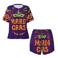 thumbnail image 4 of Picia Mardi Gras2 Pajamas Sets for Women Soft Short-Sleeved Pjs with Lounge Shorts Two Piece Sleepwear-Large, 4 of 9