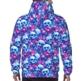 thumbnail image 7 of Wukai blue Skull purple flower Print Men Hoodies Fleece Sweatshirts Long Sleeve Sweaters Pullover Fall Outfits Winter Clothes-Large, 7 of 7