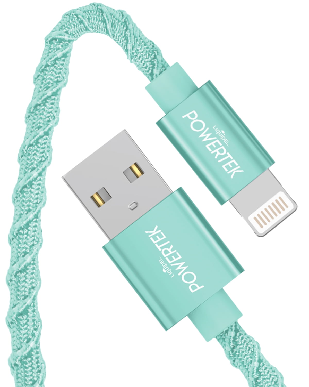 Liquipel Powertek iPad & iPhone Charger Cable, Fast Charging 6ft MFI Certified Lightning to USB Cord, Twizzler Mint