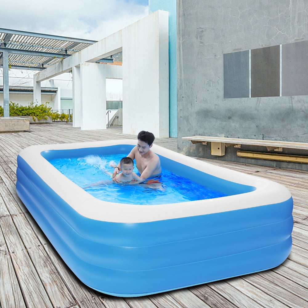 Kepooman 120" x 72" x 22" Retractable Inflatable Swimming Pool, Family Inflatable Lounge, Suitable for Children and Adults, Blue Kepooman 120" x 72" x 22" Retractable Inflatable Swimming Pool, Family Inflatable Lounge, Suitable for Children and Adults, Blue