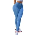 thumbnail image 2 of Women's High Waisted Butt Lifting Skinny Jeans, Stretchy Denim Pants with Pockets, Slim Fit Jeggings for Casual Daily Wear and Going Out Light Blue S, 2 of 6