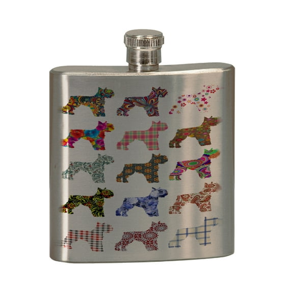 KuzmarK 6 oz. Stainless Steel Pocket Hip Liquor Flask - Schnauzer Dog