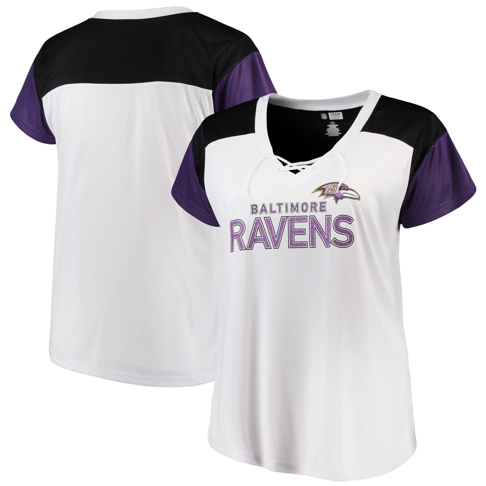 Baltimore Ravens Majestic Women's Lace-Up V-Neck T-Shirt - White/Purple ...