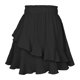 thumbnail image 4 of Falda irregular con volantes de cintura alta para mujer: falda elástica de poliéster de color liso para primavera/verano/otoño, lavable a máquina., 4 of 5