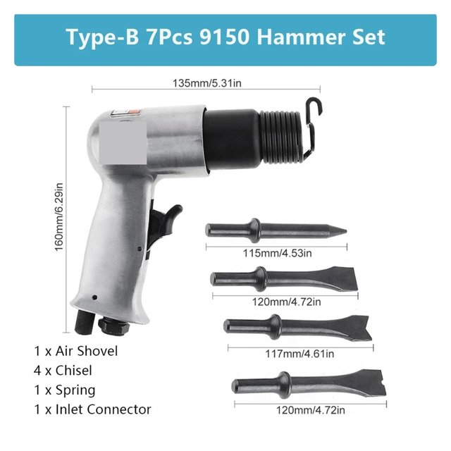 3/4/7/8Pcs Pneumatic Tool Air Hammer Handheld Pistol Gas Air Shovels Small Rust Remover Cutting Drilling Air Chisel Tools ,Versatile Applications
