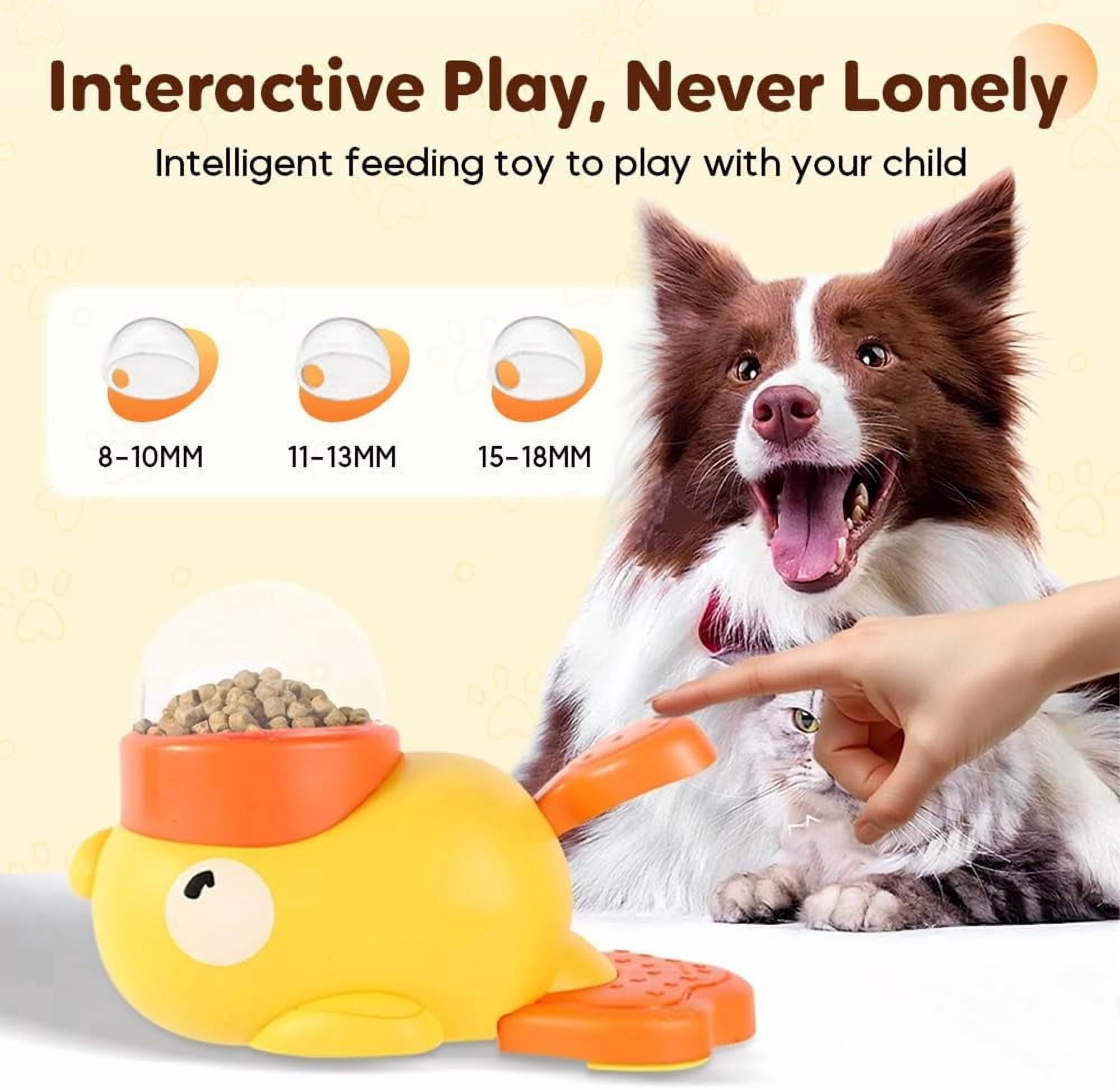 Duck Cat Treat Dispenser, Interactive Slow Feeder & Toy with Button for Mental Stimulation, Fun Treat Release for Cats and Small Dogs