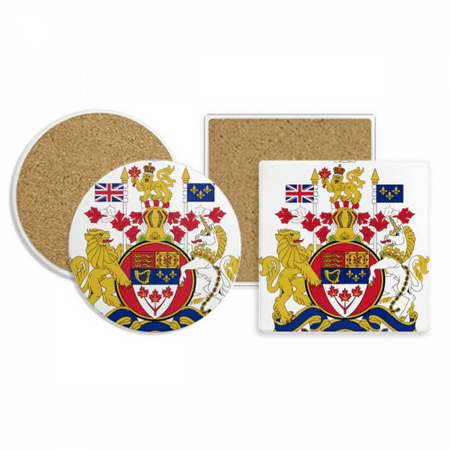

Canada National Emblem Country Coaster Cup Mug Holder Absorbent Stone Cork Base Set