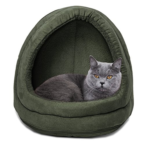 Furhaven Pet Bed for Cats and Small Dogs - Convertible Hooded Tent Cave  Terry and Suede Cat Bed, Washable, Forest, One Size - Walmart.com