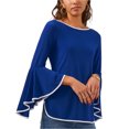 thumbnail image 1 of SAM AND JESS Womens Bell Sleeve Knit Blouse, Blue, Small, 1 of 1