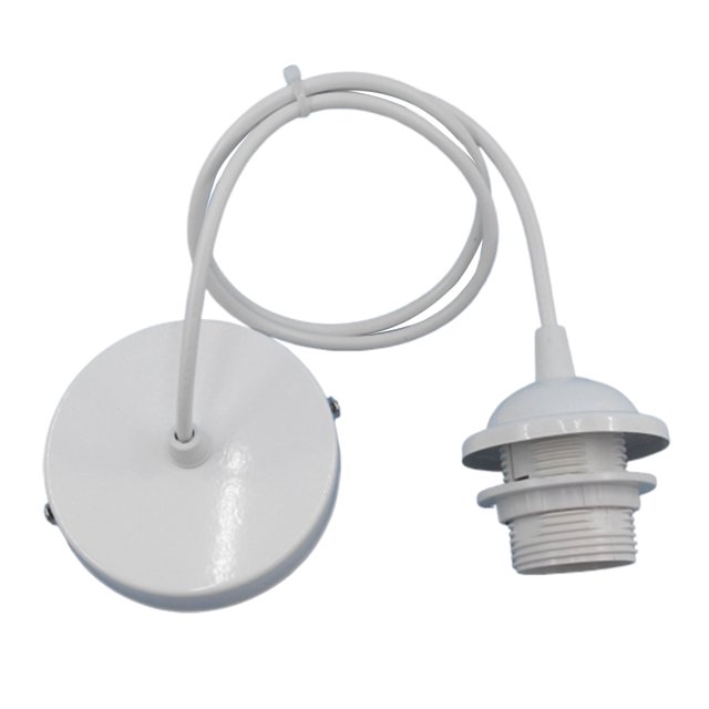 1m E27 LED Lamp Holder Electric Light Socket Base Type Bulb Holder Ceiling Pendent Lamp Cover (White)