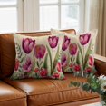 thumbnail image 3 of Red and Throw Pillow Cover Pink Tulip Watercolor Floral Retro Linen Cotton Linen Cushion Cover Throw Pillow Case with Invisible Zipper for Couch Sofa Bed Chair Car 24x24 Inch, 3 of 10