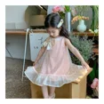 thumbnail image 4 of Ropa de verano para niños de 2 a 7 años, vestido sin mangas de verano para niñas, vestido de princesa de malla con lentejuelas y lazo, 4 of 6