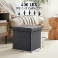 thumbnail image 2 of Ornavo Home 2 Pack 15 Inch Folding Storage Ottoman with Storage, Square Cube Linen Small Storage Ottoman Foot Rest Stool - Dark Gray, 2 of 5