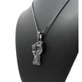 thumbnail image 3 of Stud Power Fist Pendant with 2mm Box Chain Necklace, Hematite-Tone, 20", 3 of 3