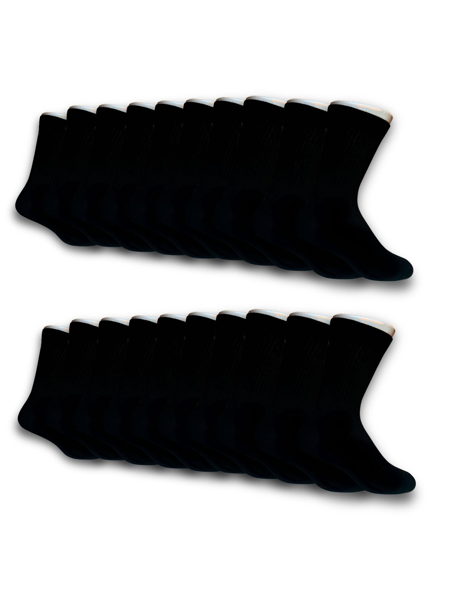 Jacques Moret Men's Black Dress Crew Socks, 20-Pack, Sizes 6.5-12