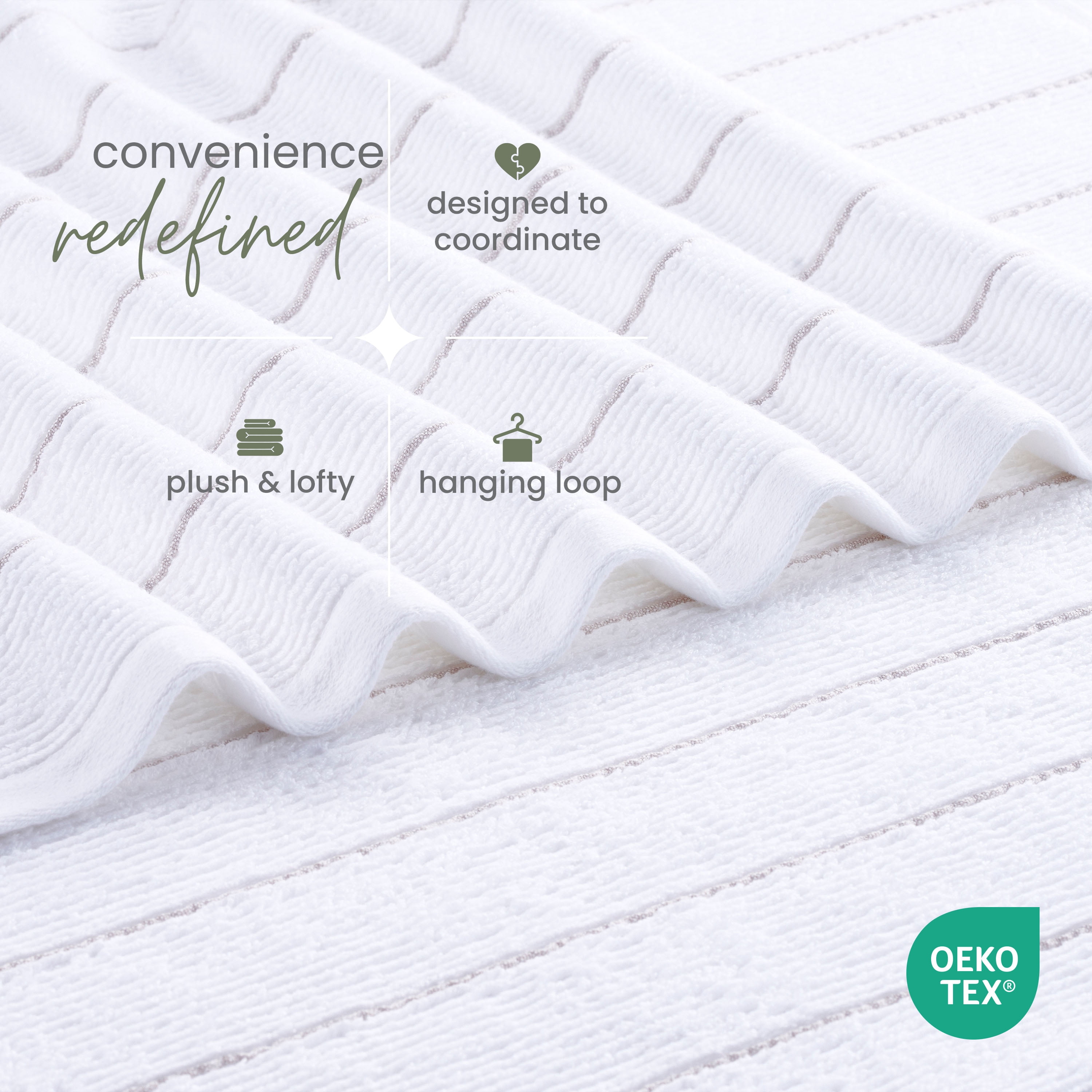 Martex Restore Slub Stripe Bath Towel, 30" x 56", White
