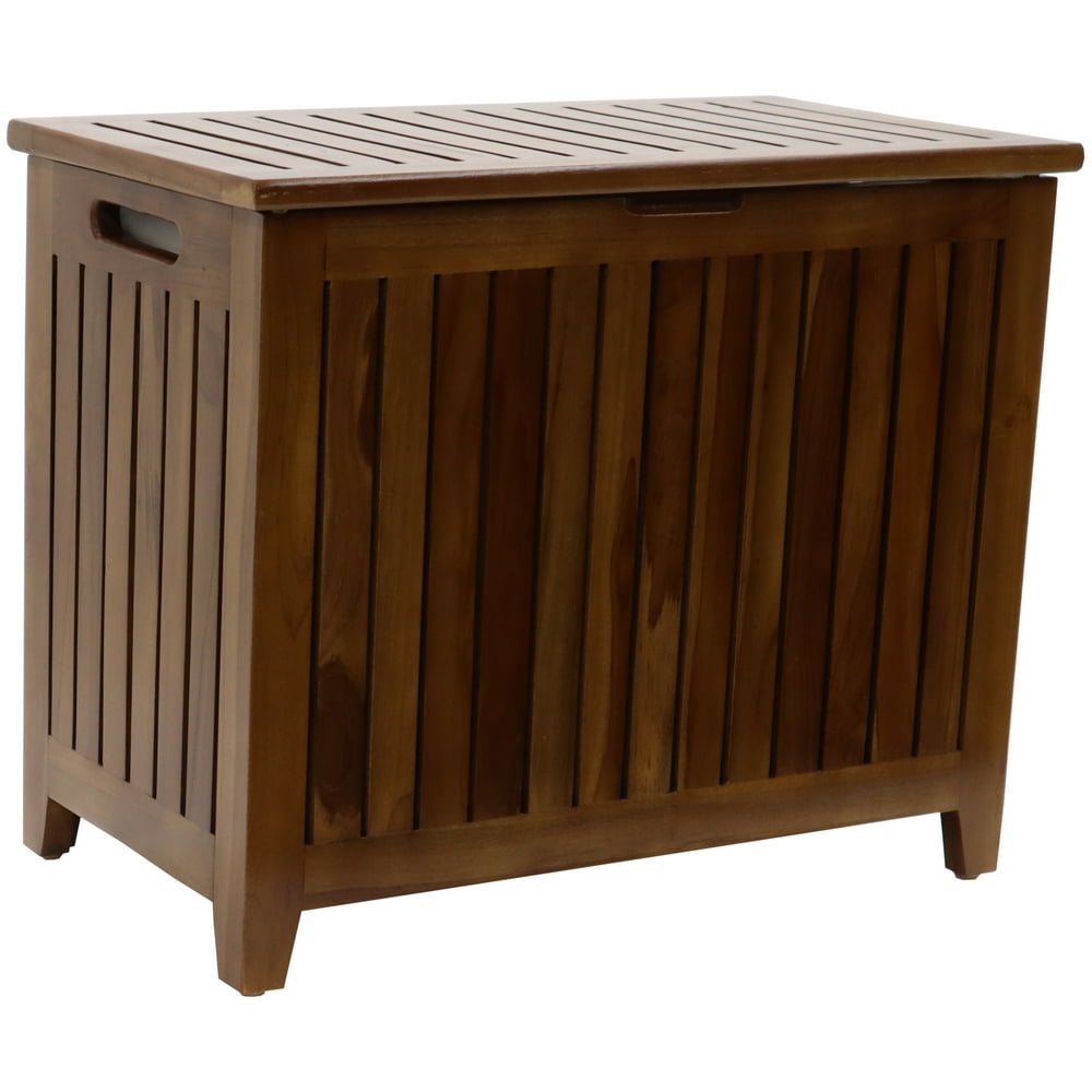 Genuine Teak Vanity Style Hamper with Bag