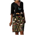 thumbnail image 2 of Qiopertar Mode Femmes Été Décontracté Manches Courtes Col en V Robe Imprimée Florale Grandes Économies de Vacances! Moins de 5$ jusqu'à 90 % de Réduction, 2 of 6