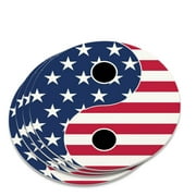USA Patriotic Yin and Yang American Flag Novelty Coaster Set