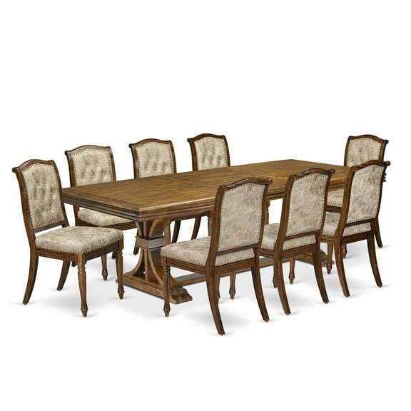 Luxe by East West Furniture 9 Pieces Dining set a Rectangular Dining Table and 8 Kitchen Chairs