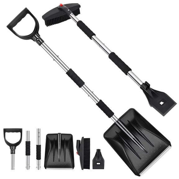 Car Windshield Wipe Scraper Ice Remover with Extendable Foam Handle Car Windscreen Ice Scraper Snow Shovel Ice Scraper - (6-in-1)_42"