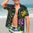 thumbnail image 7 of Fuzoiu Mardi Gras6 Print Hawaiian Shirt for Men, Summer Beach Casual Short Sleeve Button Down Shirts, Men’s Beach Summer Shirts with Pocket,Medium, 7 of 7