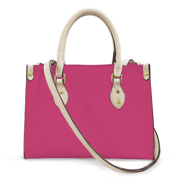 Purse Tote Bag for Women Leather Handbag, Satchel Shoulder Crossbody Top Handle Bags for Work Travel, Fuchsia Rose, WHITE