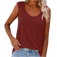 thumbnail image 2 of Womens Tank Tops Summer Fashion Solid Color Round Neck Casual T Shirts Loose Flowy Sleeveless Blouses Beach Vacation Outfits, 2 of 6