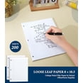 thumbnail image 3 of Loose Leaf Paper, 200 Sheets Notebook Paper, 8 x 10.5 College Ruled Paper, 3 Hole Punch Binder Paper, Lined Paper for 3 Ring Binders, College Ruled Paper, 8" x 10.5" Filler Paper, 3 of 6