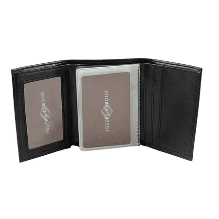 Men's Leather Trifold Wallet, Black (Best Leather Trifold Wallet)