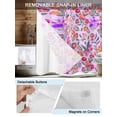 thumbnail image 5 of No Hook Shower Curtain with Snap-in Liner, Spring Floral Waterproof Fabric Bathroom Curtains, Retro Watercolor Flowers Leaves Plants Purple Bath Curtains & Mesh Top Window 66"x72", 5 of 9