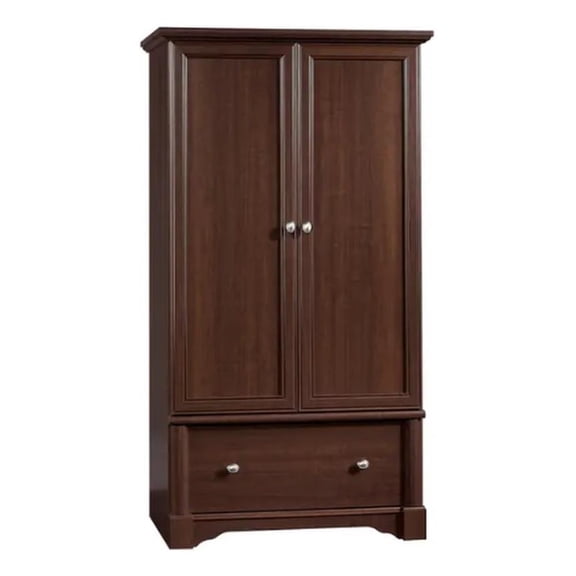 Bowery Hill Traditional Design Wardrobe Armoire with Garment Rod in Cherry
