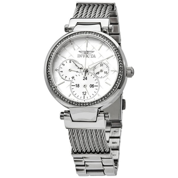Invicta Angel Quartz Crystal Silver Dial Ladies Watch 28915
