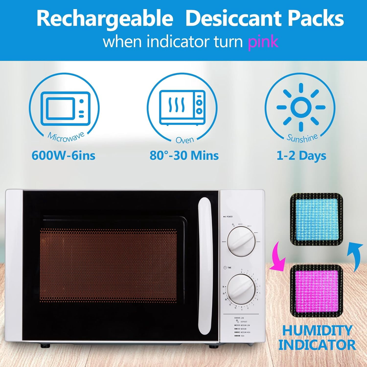 Livease 100g Rechargeable Desiccant Packets for Storage, Silica Gel Packs, Moisture Absorbing Bag