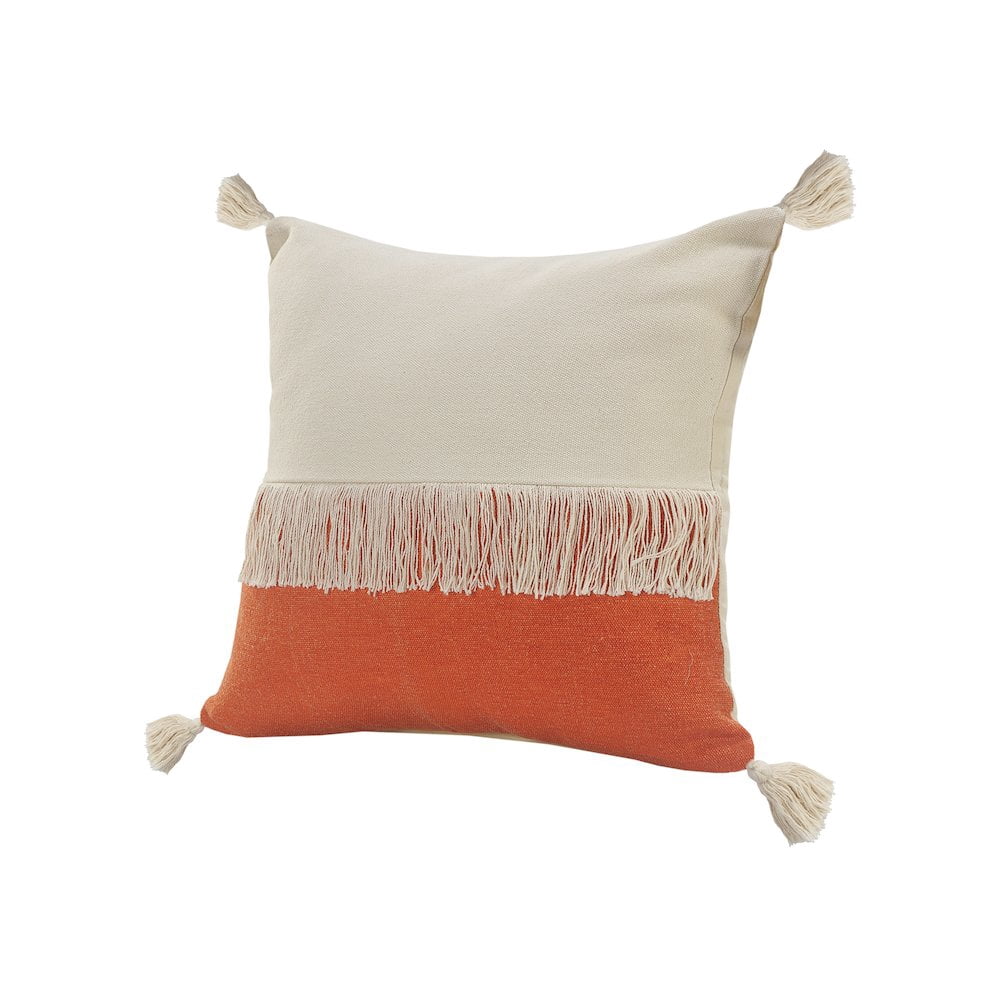 LR Home Fringe Festival Orange Color Block Throw Pillow
