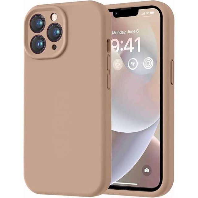 Silicona Premium, Protección de Cámara, a Prueba de Golpes. Marrón Claro. para iPhone 13 Pro Max 6.7"